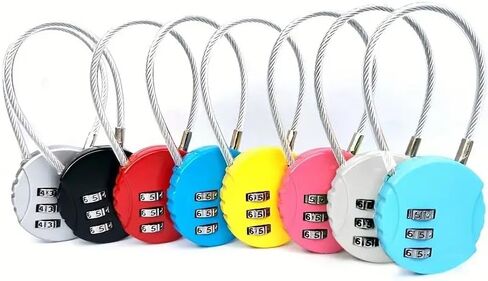1PC Combination Lock, 3 Digit Suitcase Lock, Padlock, Wire, Travel Suitcase for Suitcase, Luggage, Travel Bag, Black in Saudi Arabia