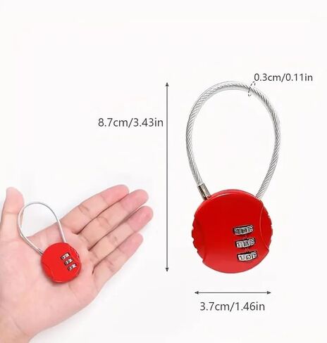 1PC Combination Lock, 3 Digit Suitcase Lock, Padlock, Wire, Travel Suitcase for Suitcase, Luggage, Travel Bag, Black in Saudi Arabia
