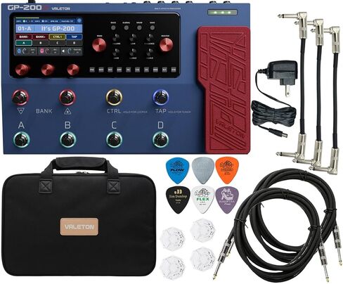 VALETON GP-200X تعبير دواسة المعالج متعدد التأثيرات، حلقة FX، MIDI، كهربائي، جهير، نمذجة أمبير الجيتار الصوتي، محاكاة كابينة الأشعة تحت الحمراء، ستيريو، واجهة USB مع حقيبة Tonebird، كابل، حزمة اللقطات in Saudi Arabia