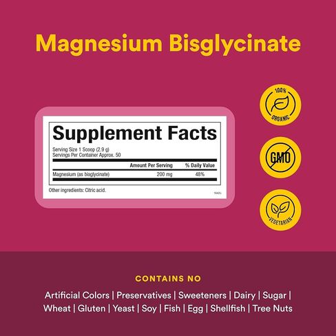 Natural Factors, Magnesium Bisglycinate Pure Powder for Nervous System Support, 200 mg, 5.1 oz in Saudi Arabia