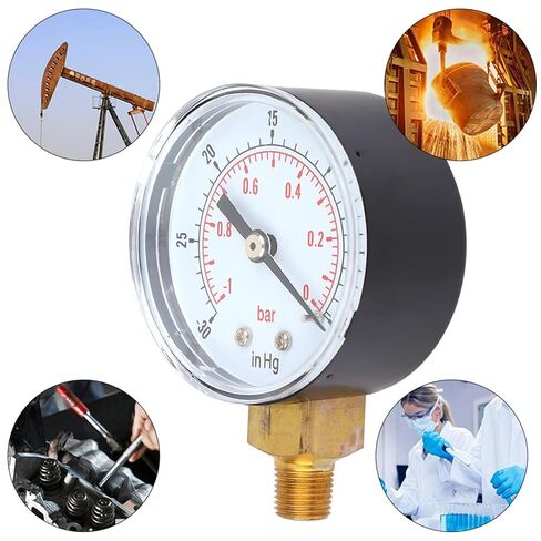 DAN&DRE Vacuum - 1-0 Bar - 30-0 Inch Hg 50mm 1/8 BSPT B M Connection Air Water Oil Vacuum Gauges in Kuwait