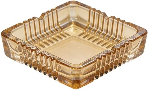Glass Ashtray Cigarette Ash Holder Ash Tray for Patio Desktop Office Smokers Indoor or Outdoor Tabletop Home Office Décor (Amber, Medium) in Kuwait