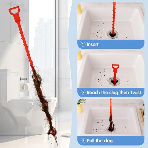 10 قطع حلزونية لتنظيف الصرف، 25 بوصة بمقبض مريح، أعواد براغي تنظيف الأنابيب، فعالة لإزالة الشعر والرواسب يدويًا في مطبخ الحمام لحوض الاستحمام والمرحاض وحوض المطبخ والصرف الصحي in Kuwait