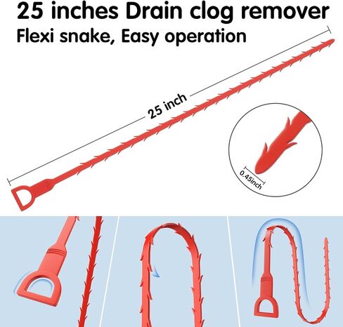 10 قطع حلزونية لتنظيف الصرف، 25 بوصة بمقبض مريح، أعواد براغي تنظيف الأنابيب، فعالة لإزالة الشعر والرواسب يدويًا في مطبخ الحمام لحوض الاستحمام والمرحاض وحوض المطبخ والصرف الصحي in Kuwait