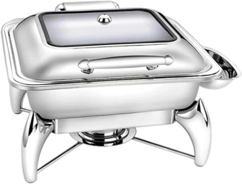 Dining Food Heater - Stainless Steel Hot Pot Buffet Set with Glass Viewing Lid and Built-in Lid Holder, Round Food Warm Plate for Parties, Dinner Parties and Dining (Circle 6L in Saudi Arabia