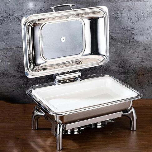 Food Heater - Food Warm Plate, Stainless Steel Hot Pot Buffet Set with Glass Viewing Lid and Built-in Lid Holder for Parties, Dinner Parties and Dining (304 Three) in Saudi Arabia
