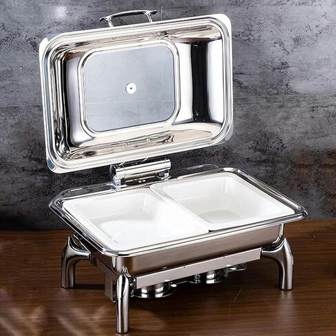 Food Heater - Food Warm Plate, Stainless Steel Hot Pot Buffet Set with Glass Viewing Lid and Built-in Lid Holder for Parties, Dinner Parties and Dining (304 Three) in Saudi Arabia