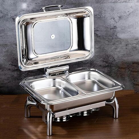 Food Heater - Food Warm Plate, Stainless Steel Hot Pot Buffet Set with Glass Viewing Lid and Built-in Lid Holder for Parties, Dinner Parties and Dining (304 Three) in Saudi Arabia