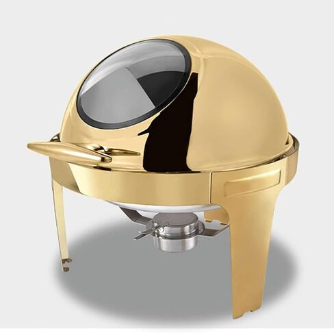 Food Heaters for Catering Events - Stainless Steel Hot Pot Buffet Set, Rectangular Catering Stamp Set, Stainless Steel Hot Pot with Glass Lid and Stand, Food P,Semi-Gold Plate in Saudi Arabia