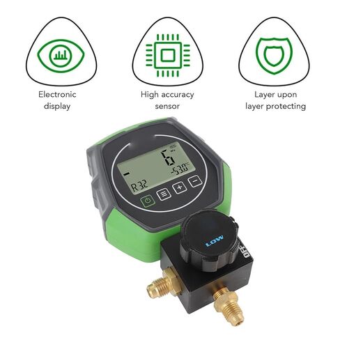 AUNMAS Refrigeration Digital Vacuum Gauges, 0KPa to 6000KPa 5 Units (KPa, Bar, PSI, InHg, KgF cm2) HVAC Vacuum Pressure Gauges for AC Fluoridation in Saudi Arabia