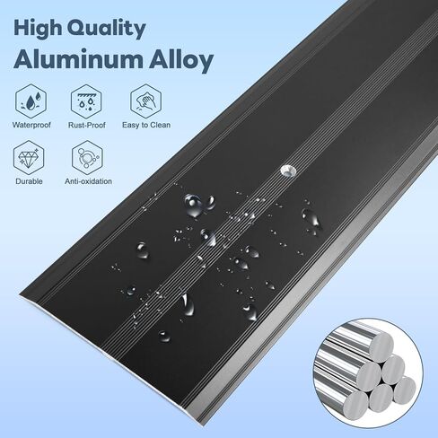 Aluminum Door Threshold, 36"L x 2.4"W Metal Floor Transition Strip for Doorways, Threshold Strip for Exterior & Interior Doors Flooring Gaps, Doorway Protector and Decor (Black) in Kuwait