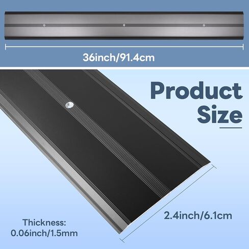 Aluminum Door Threshold, 36"L x 2.4"W Metal Floor Transition Strip for Doorways, Threshold Strip for Exterior & Interior Doors Flooring Gaps, Doorway Protector and Decor (Black) in Kuwait
