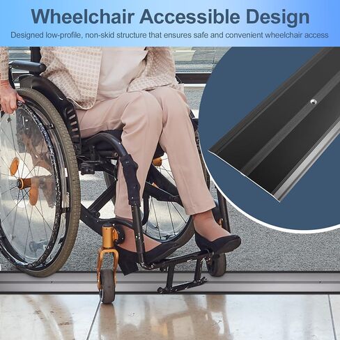 Aluminum Door Threshold, 36"L x 2.4"W Metal Floor Transition Strip for Doorways, Threshold Strip for Exterior & Interior Doors Flooring Gaps, Doorway Protector and Decor (Black) in Kuwait