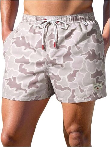 WDIRARA Men's Camo Swim Trunks Drawstring Waist Board Shorts with Lining in Saudi Arabia
