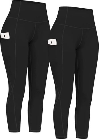 PHISOCKAT 2 حزمة طماق كابري عالية الخصر للنساء مع جيوب البطن التحكم اليوغا السراويل النساء تجريب طماق للنساء in Kuwait
