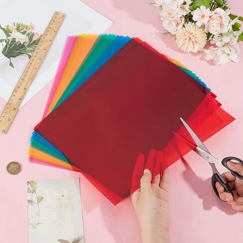 BENECREAT 24Pcs 6 Colors PVC Flexible Plastic Sheets, 11.8x8.3 Inch A4 Colored Translucent Plastic Sheets for Craft, Windows, Picture Frames, DIY Display Projects in Saudi Arabia