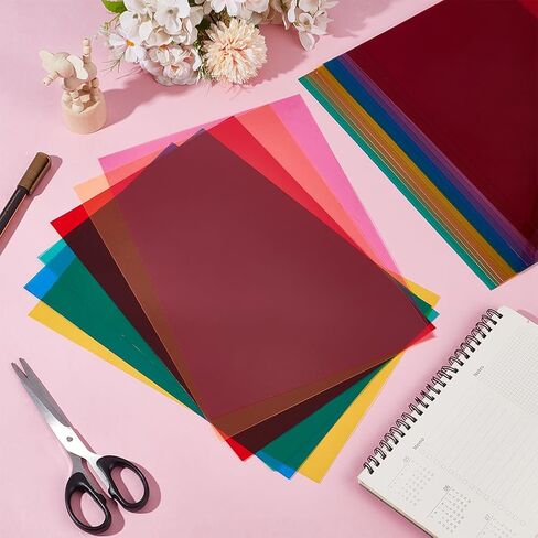 BENECREAT 24Pcs 6 Colors PVC Flexible Plastic Sheets, 11.8x8.3 Inch A4 Colored Translucent Plastic Sheets for Craft, Windows, Picture Frames, DIY Display Projects in Saudi Arabia