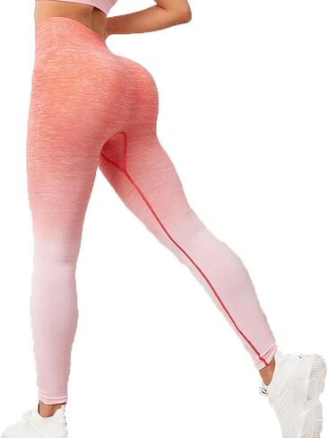 Peach Gradient Workout Yoga set-High Waist Hip Lift Running Gym Leggings-Seamless Detachable Sponge Bra in Kuwait