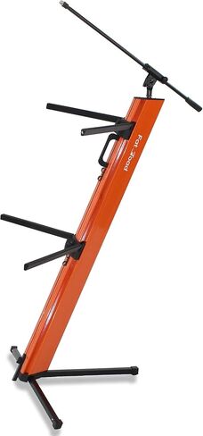 حامل لوحة مفاتيح DJ من Fat Toad Column بطبقتين مع محول ذراع ميكروفون (سلسلة SlidingTower) - حامل للقرص الدوار الرقمي، معدات الصوت، مركب الاستوديو - منصة تثبيت البيانو الإلكترونية المزدوجة in Kuwait