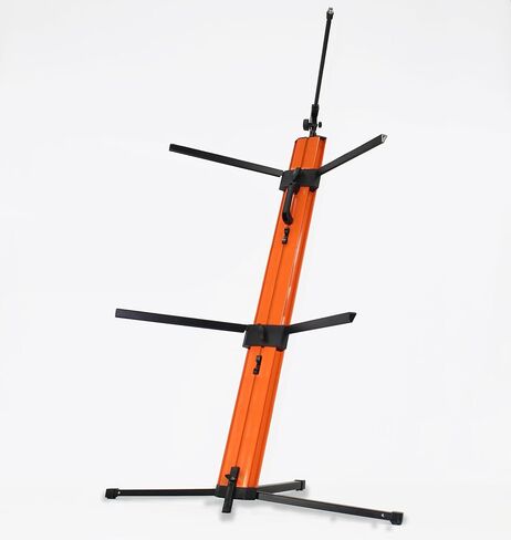 حامل لوحة مفاتيح DJ من Fat Toad Column بطبقتين مع محول ذراع ميكروفون (سلسلة SlidingTower) - حامل للقرص الدوار الرقمي، معدات الصوت، مركب الاستوديو - منصة تثبيت البيانو الإلكترونية المزدوجة in Kuwait