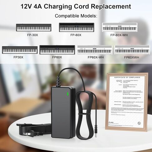 12V AC/DC Adapter Charger for Roland FP-30X FP-60X FP-60X-WH FP30X FP60X FP60X-WH FP60XWH, Charger Replacement for PSB-7U 88 Keys Digital Piano Keyboard Power Supply Cord with UL Listed in Saudi Arabia