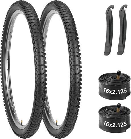 مجموعة إطارات وأنابيب الدراجة الجبلية مكونة من قطعتين: إطارات MTB للحماية من الثقوب مقاس 16/20/24/26 بوصة مع أنابيب داخلية بوتيل شديدة التحمل ورافعات إطارات لركوب الدراجات على الطرق الوعرة in Kuwait