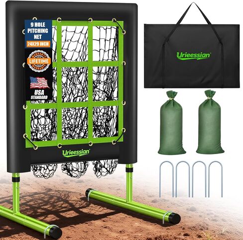 9 Hole Pitching Net with Strike Zone, Baseball Pitching Target, 5 Heights Adjustable 9 Pocket Target Softball Pitching net, Heavy-Duty Solo Baseball Throwing Target with Carry Bag for All Ages in Saudi Arabia