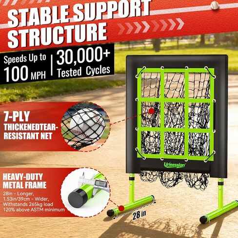 9 Hole Pitching Net with Strike Zone, Baseball Pitching Target, 5 Heights Adjustable 9 Pocket Target Softball Pitching net, Heavy-Duty Solo Baseball Throwing Target with Carry Bag for All Ages in Saudi Arabia
