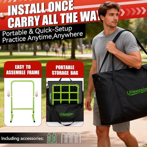 9 Hole Pitching Net with Strike Zone, Baseball Pitching Target, 5 Heights Adjustable 9 Pocket Target Softball Pitching net, Heavy-Duty Solo Baseball Throwing Target with Carry Bag for All Ages in Saudi Arabia