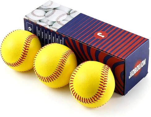 البيسبول بالحجم والوزن الرسميين للتدريب - غطاء من الجلد الصناعي مع قلب مطاطي من الفلين | الأحمر والأصفر in Kuwait