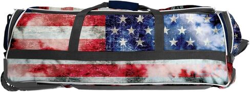 حقيبة الخفافيش المتدحرجة من Boombah Brute مقاس 2.0-35 بوصة × 15 بوصة × 12-1/2 بوصة - Old Glory Navy/Red/White - تحمل 4 مضارب ومساحة للعتاد - حقيبة بعجلات in Kuwait