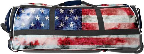حقيبة الخفافيش المتدحرجة من Boombah Brute مقاس 2.0-35 بوصة × 15 بوصة × 12-1/2 بوصة - Old Glory Navy/Red/White - تحمل 4 مضارب ومساحة للعتاد - حقيبة بعجلات in Kuwait