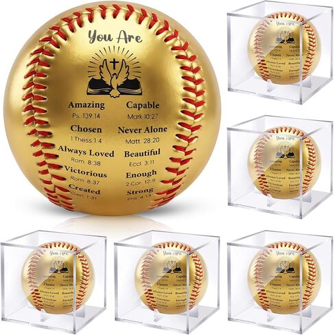 Soulchen 6 Sets Christian Religious Baseball First Communion Gifts with Display Case Baptism Gifts for Father Son Grandson for Trophies Anniversary Coaching Gift Awards Sport Party Favor in Saudi Arabia