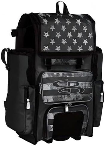 حقيبة Boombah Rolling Superpack 2.0 للبيسبول/الكرة اللينة - 23-1/2 بوصة × 13-1/2 بوصة × 9-1/2 بوصة - USA Honor Black Ops أسود/فحمي - مقبض تلسكوبي - يحمل 4 مضارب - إصدار بعجلات in Kuwait