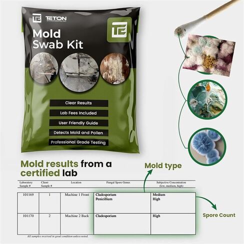Mold Test Kit – Lab Fees Included, 1 Swab can Detect 20+ Mold Types & Pollen, Easy-to-Use Guide, Professional-Grade Testing in Saudi Arabia