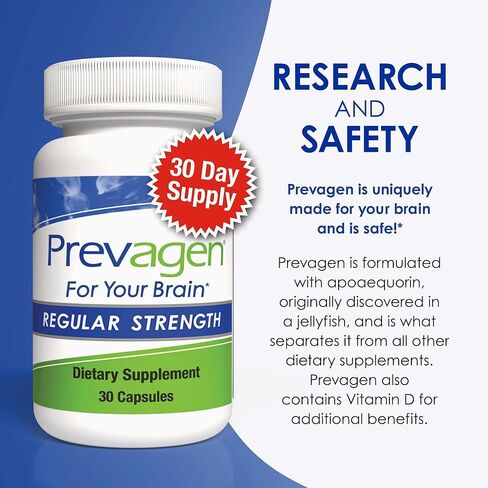 Prevagen Regular Strength - 90 Capsules (3 Month Supply) | Formulated for Your Brain | 10mg of Apoaequorin Plus Vitamin D3 with 7-Day Pill Minder in Kuwait