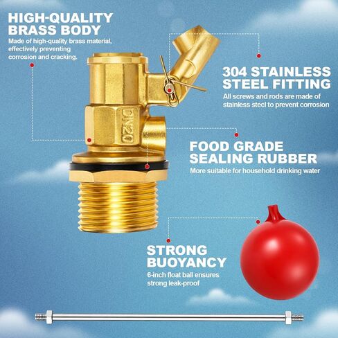 3/4 Inch Stainless Steel Float Valve for Water Tank and Trough, Heavy Duty Design with Adjustable Angle Rod, Float Ball for Stock Tank Pool Water Level Control in Saudi Arabia