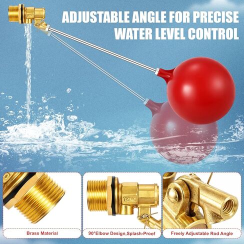 3/4 Inch Stainless Steel Float Valve for Water Tank and Trough, Heavy Duty Design with Adjustable Angle Rod, Float Ball for Stock Tank Pool Water Level Control in Saudi Arabia
