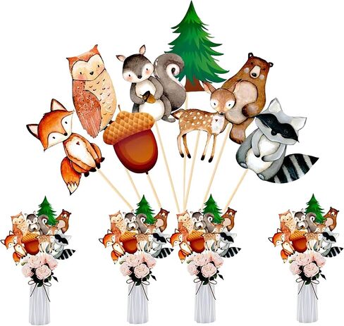 أغطية كب كيك استحمام الطفل من Woodland Adventure - 24 قطعة "Let the Adventure Begin" لحفلات حيوانات الجبال والغابة in Kuwait