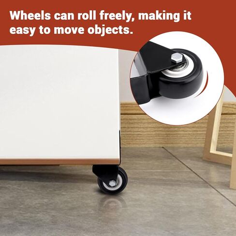 2 in 4 Pieces Side Mount Casters Heavy Duty, Rubber L Shape Plate Wheels for Furniture Set, Black Furniture Locking Casters for Table Cabinet Toolbox Loading Capacity in Saudi Arabia