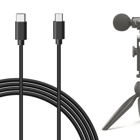 كابل ميكروفون GEEKRIA for Creators Micro USB إلى USB C بطول 6.5 قدم / 2 متر، متوافق مع Shure MV7، MV88+، MV5، MV51، MVi Mic Cord (أسود) in Kuwait