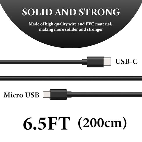 كابل ميكروفون GEEKRIA for Creators Micro USB إلى USB C بطول 6.5 قدم / 2 متر، متوافق مع Shure MV7، MV88+، MV5، MV51، MVi Mic Cord (أسود) in Kuwait