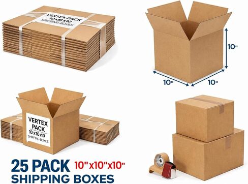 صناديق شحن صغيرة بطول 25.4 سم × عرض 25.4 سم × ارتفاع 25.4 سم، 25 قطعة، صندوق من الورق المقوى للشحن والنقل والبريد والتعبئة والتغليف والتخزين in Kuwait