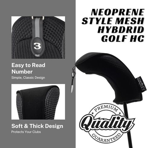 Black All Hybrid Headcover Set 2 3 4 5 6 7 8 9 Pw Golf Club Covers Head Cover Mesh 2-pw Complete in Kuwait