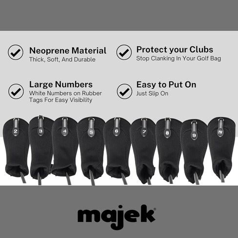 Black All Hybrid Headcover Set 2 3 4 5 6 7 8 9 Pw Golf Club Covers Head Cover Mesh 2-pw Complete in Kuwait