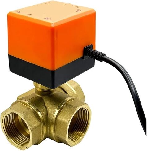 1/2 "3/4" 1 "2 بوصة صمام كروي ثلاثي الاتجاه صمام كروي نحاسي صمام كروي ثلاثة أسلاك تحكم في اتجاهين (1، T Type_12VDC_CR02) in Kuwait