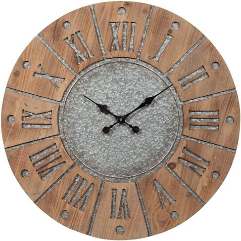 Signature Design by Ashley Payson Farmhouse Wall Clock, 30 x 30 Inches, Natural Wood Finish in Saudi Arabia