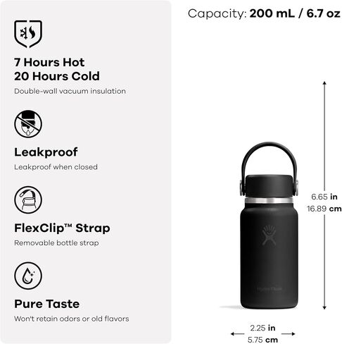 Hydro Flask Micro Bottle - Insulated Mini Leak Proof Flask for Purse or Pocket in 6.7 Oz Tonal White in Saudi Arabia
