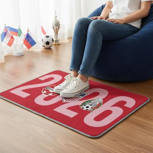 World Cup Soccer Rug 2026 Soccer Gifts World Cup Merchandise Soccer Ball Rugs Football Room Decor for Boys Front Door Rug Crystal Velvet Rug 16x24 Inch Door Mats for Entrance Kitchen Bedroom in Kuwait