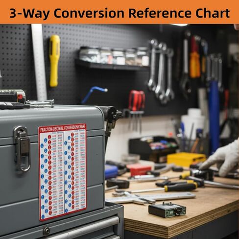 جزء من عشري إلى ملليمتر (مم) ملصق مغناطيسي لمخطط التحويل، دليل مرجعي سريع مغناطيسي إمبراطوري إلى متري، مخطط بوصة إلى مم، مغناطيس صندوق أدوات 6 × 8 بوصة للتصنيع والإصلاح والأعمال الخشبية in Kuwait